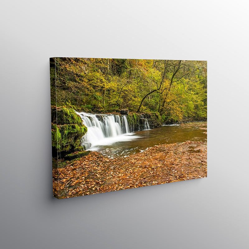 The Lower Ddwli Falls in the Vale of Neath on Canvas