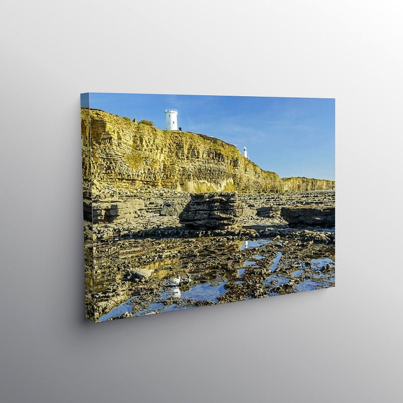 The Two Lighthouses Nash Point Glamorgan Heritage Coast on Canvas