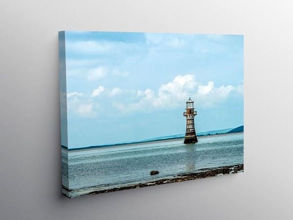 Whitford Lighthouse off the Gower Coast, Canvas Print