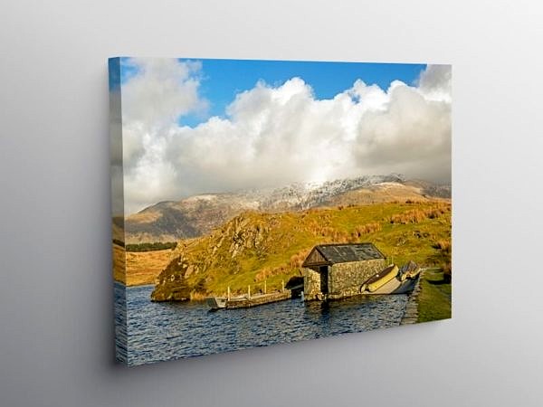 The Boathouse on Llyn y Dwyarchen Lake Snowdonia National Park on Canvas