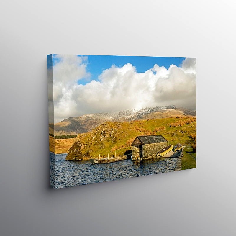 The Boathouse on Llyn y Dwyarchen Lake Snowdonia National Park on Canvas