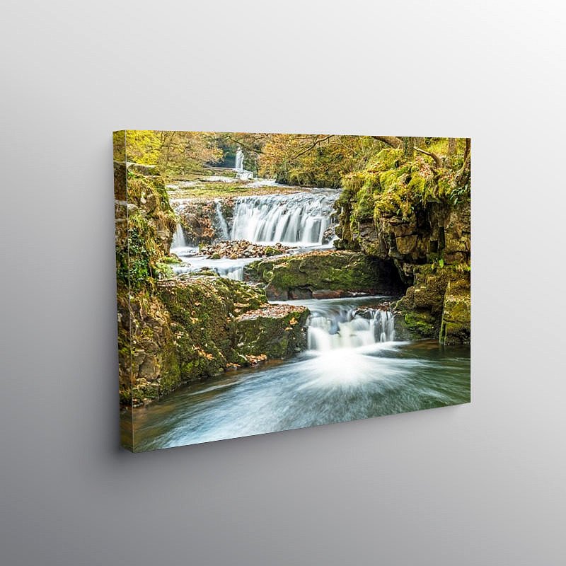 The Horseshoe Falls Vale of Neath in Autumn on Canvas