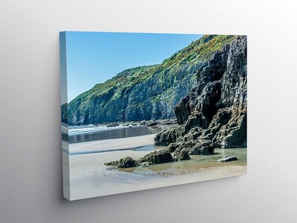 The cliffs west of Pendine Beach in Carmarthenshire on Canvas