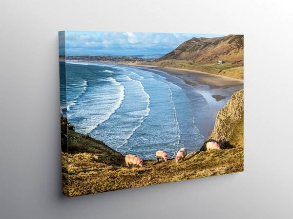 Rhossili Beach in March on the Gower Peninsula on Canvas