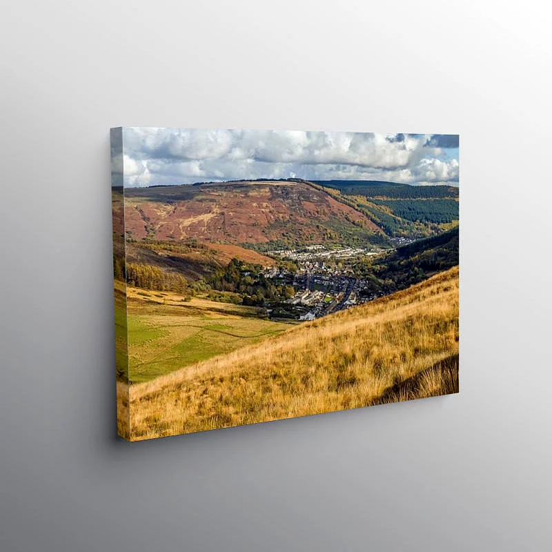 Cwmparc and Treorchy From the Bwlch, Canvas Print