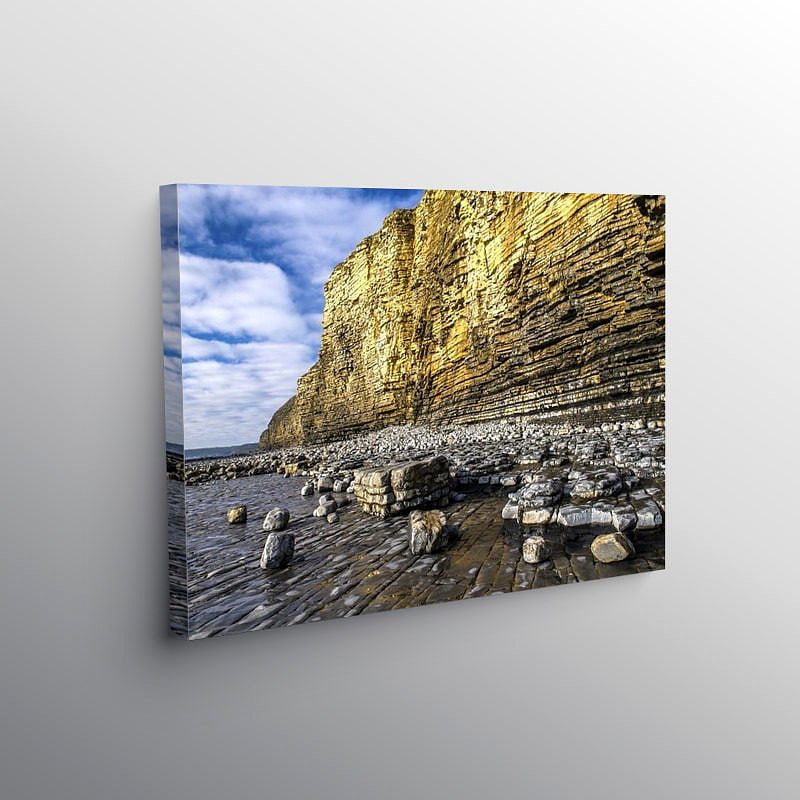 Llantwit Major Beach Sunlit Cliffs, Canvas Print