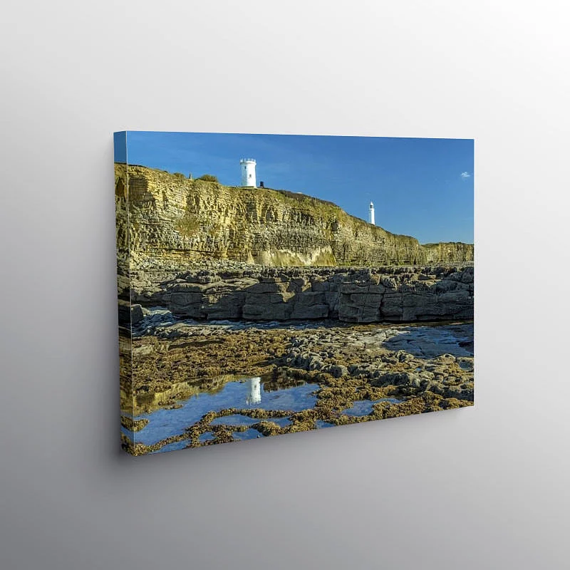 Two Lighthouses at Nash Point South Wales, Canvas Print
