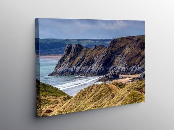 Great Tor overlooking Three Cliffs Bay Gower, Canvas Print