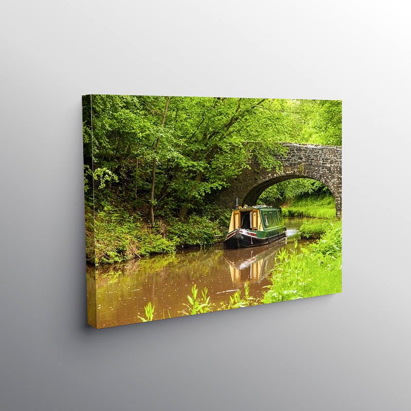Narrowboat on the Monmouthshire and Brecon Canal, Canvas Print