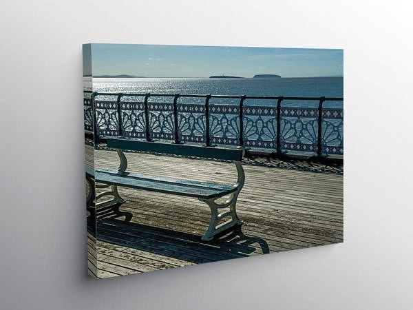 Bench on Penarth Pier South Wales Coast, Canvas Print