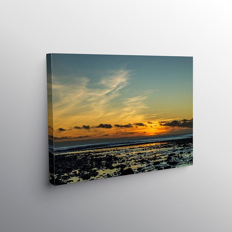 Sunset Over Llantwit Major Beach, Canvas Print