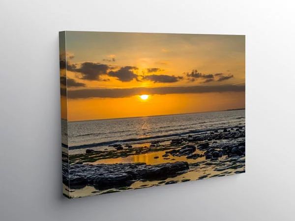 Sunset at Cwm Nash Beach, Canvas Print