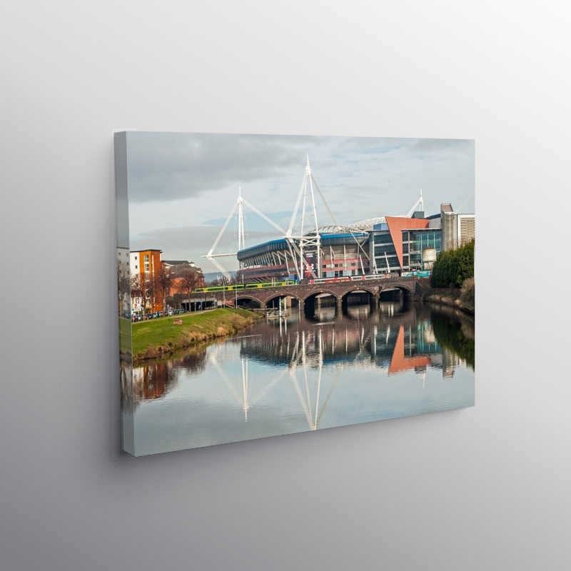 The River Taff and Principality Stadium Cardiff, Canvas Print