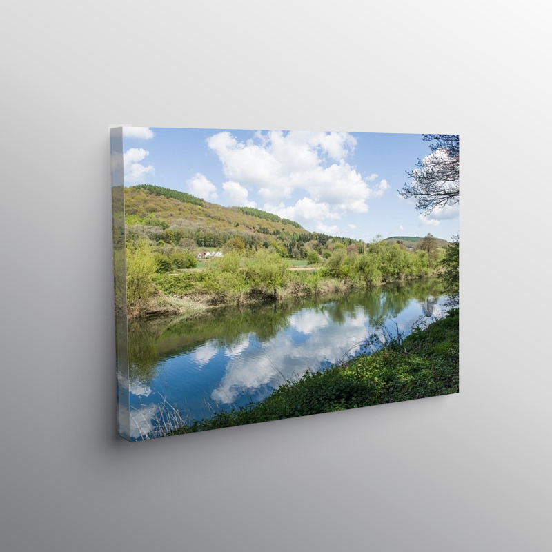 The River Wye with cloud reflection near Bigsweir Bridge, Canvas Print