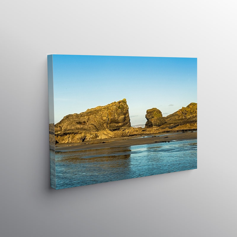 The Crocodile Rock and Lion Rock Broad Haven Beach, Canvas Print