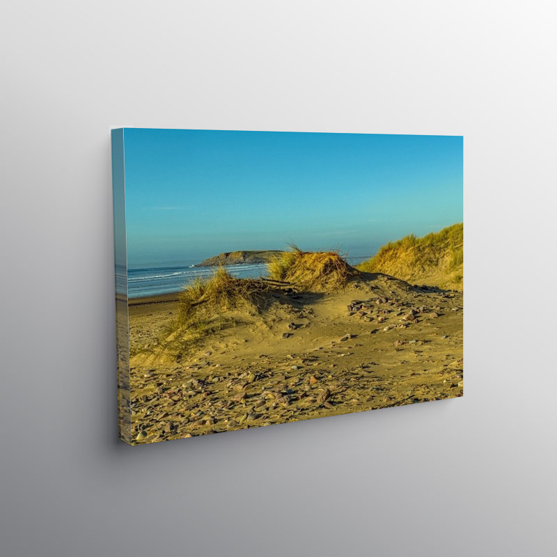 Burry Holms from Rhossili Beach Gower, Canvas Print