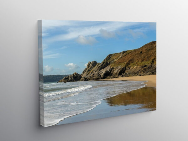 Three Cliffs Bay and Great Tor Gower, Canvas Print