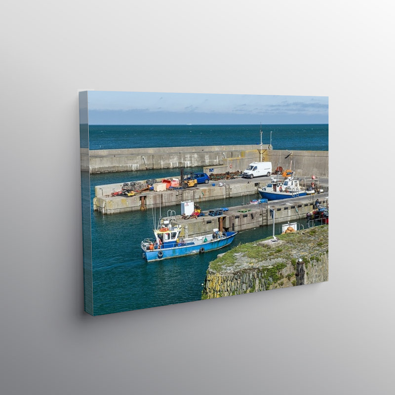 Amlwch Outer Harbour and Moored Boats Anglesey, Canvas Print