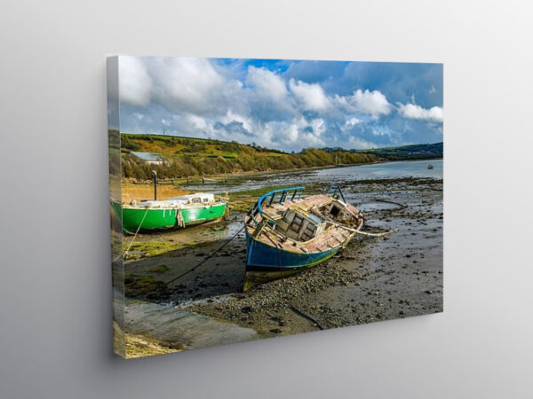 Moored Boats Teifi Estuary Gwbert Cardiganshire, Canvas Print